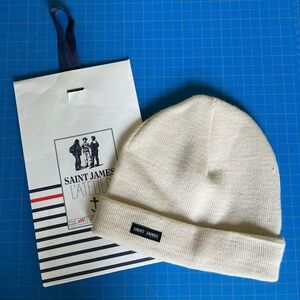 Saint James 100% Wool Beanie Hat - White